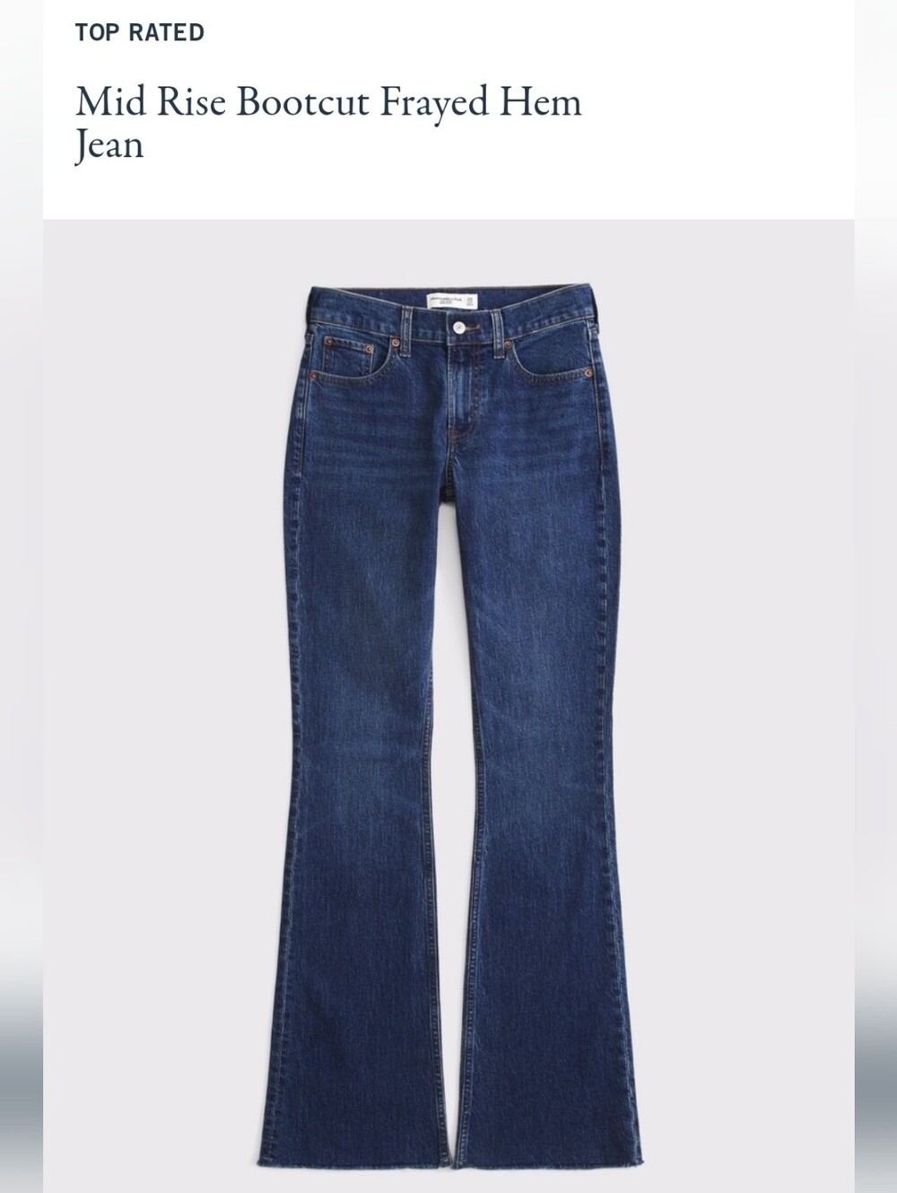 Abercrombie Mid Rise Bootcut Freyed Hem Jean - Dark Blue Size 27R